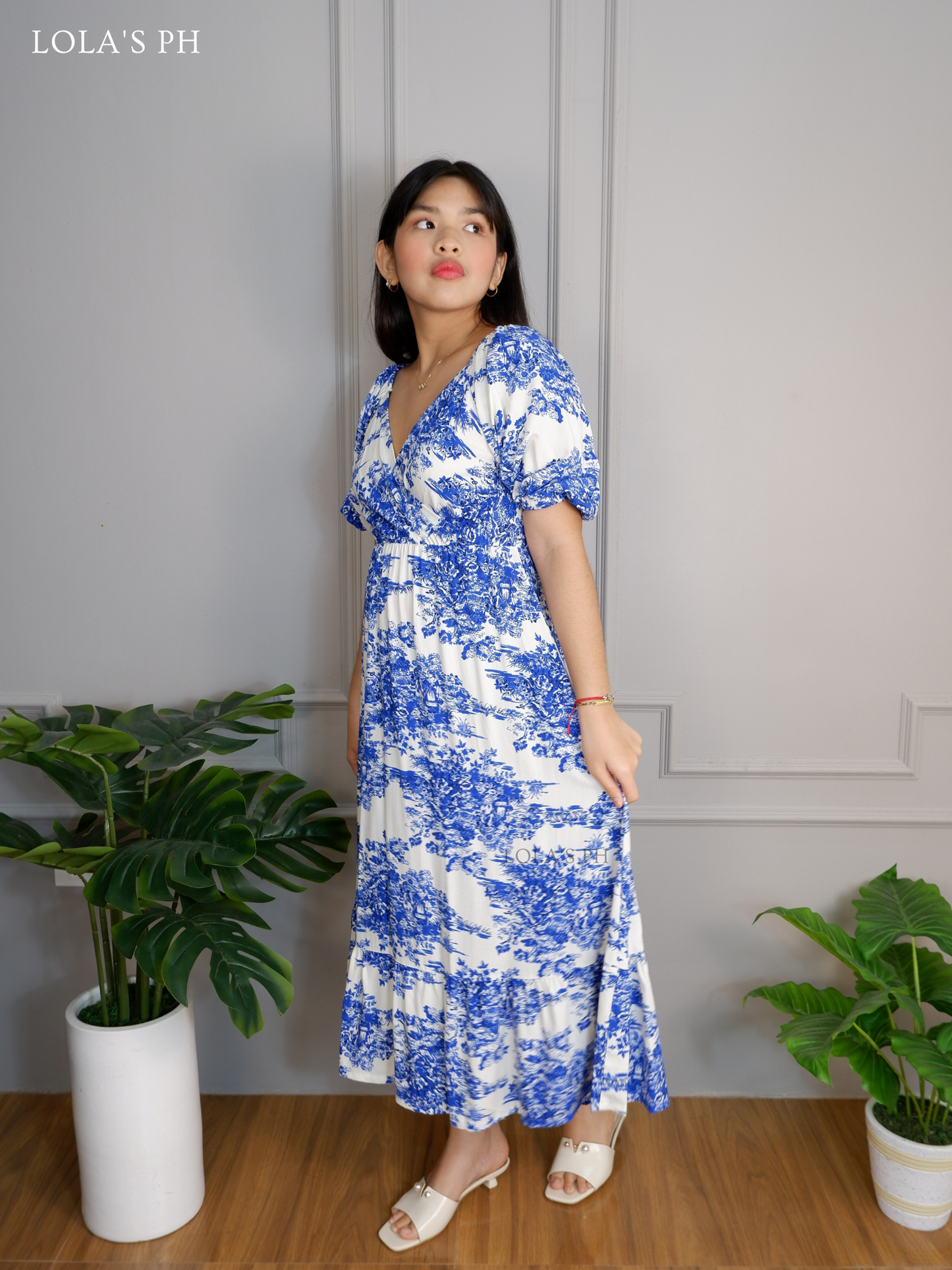 Tara Dress (Toile de Jouy Blue)