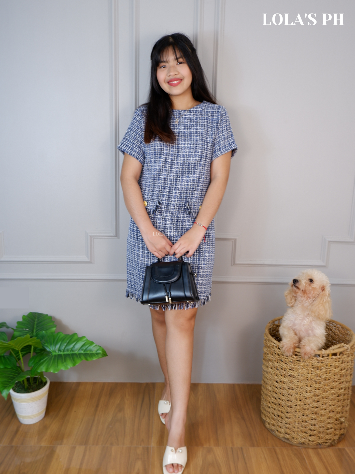 Jeryl Tweed Dress (Blue)