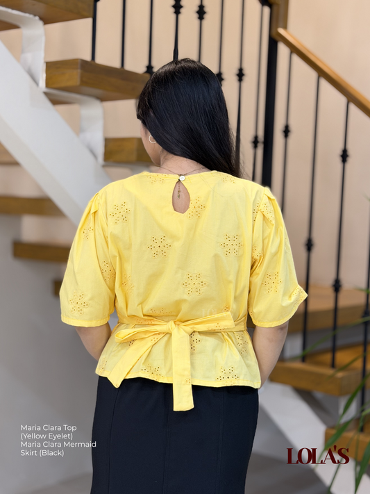 Maria Clara Top (Yellow Eyelet)