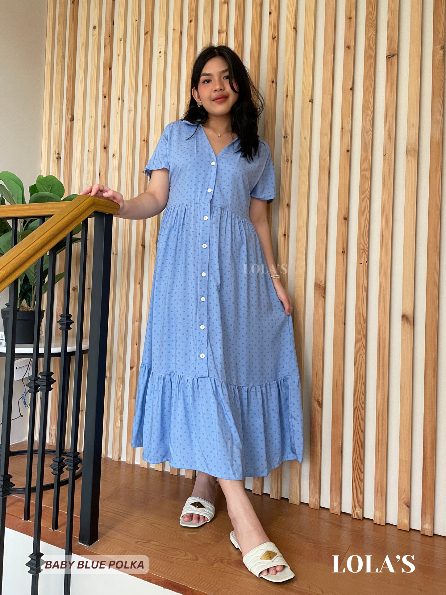 Regine Dress (Baby Blue Polka)