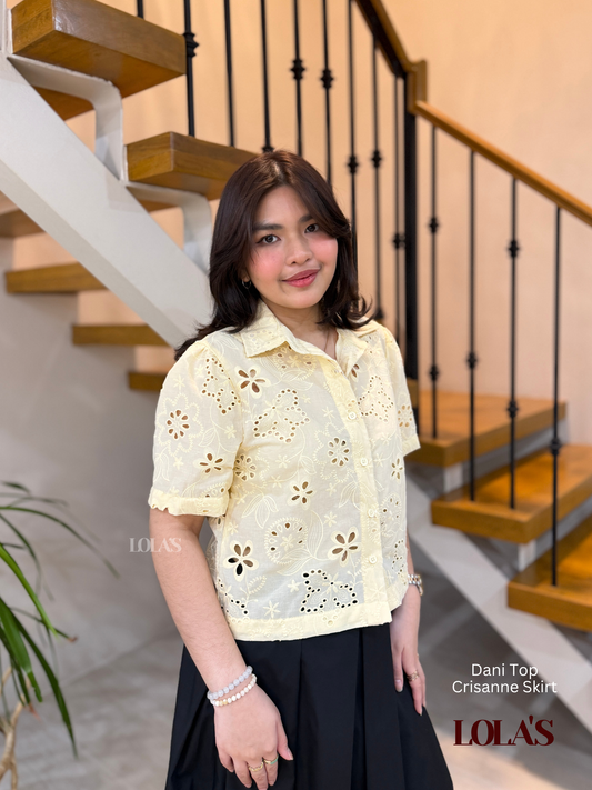 Dani Top (Butter Yellow Eyelet)
