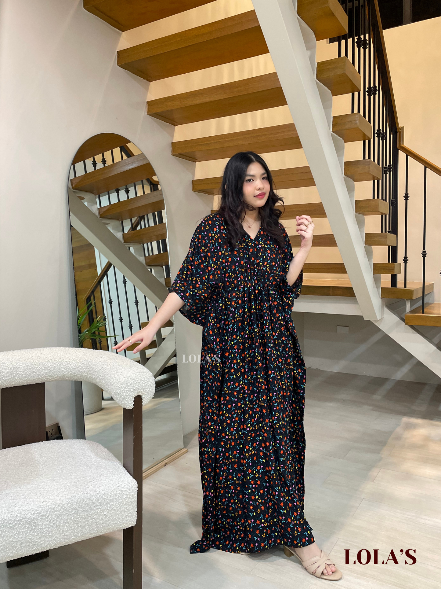 Rowena Dress (Black Blooms)