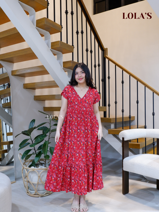 Jane Dress (Red Florals)