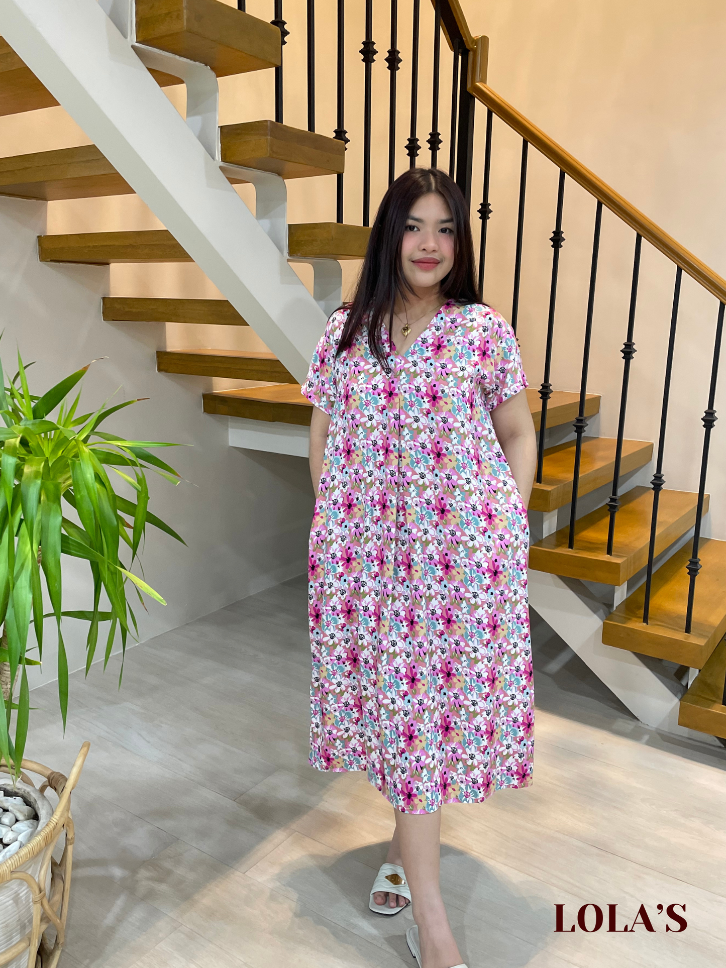 Tracy Dress (Pinkish Blooms)