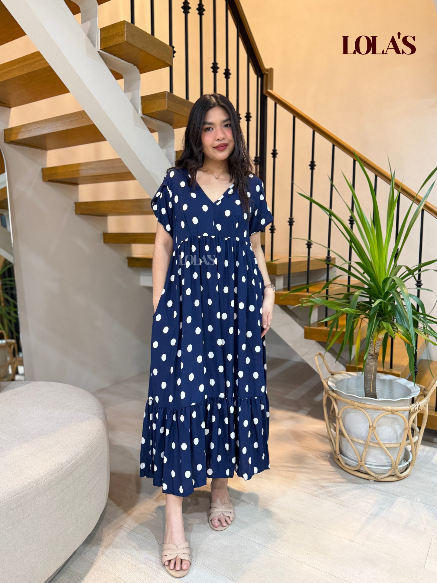 Jane Dress (Blue Big Polka)