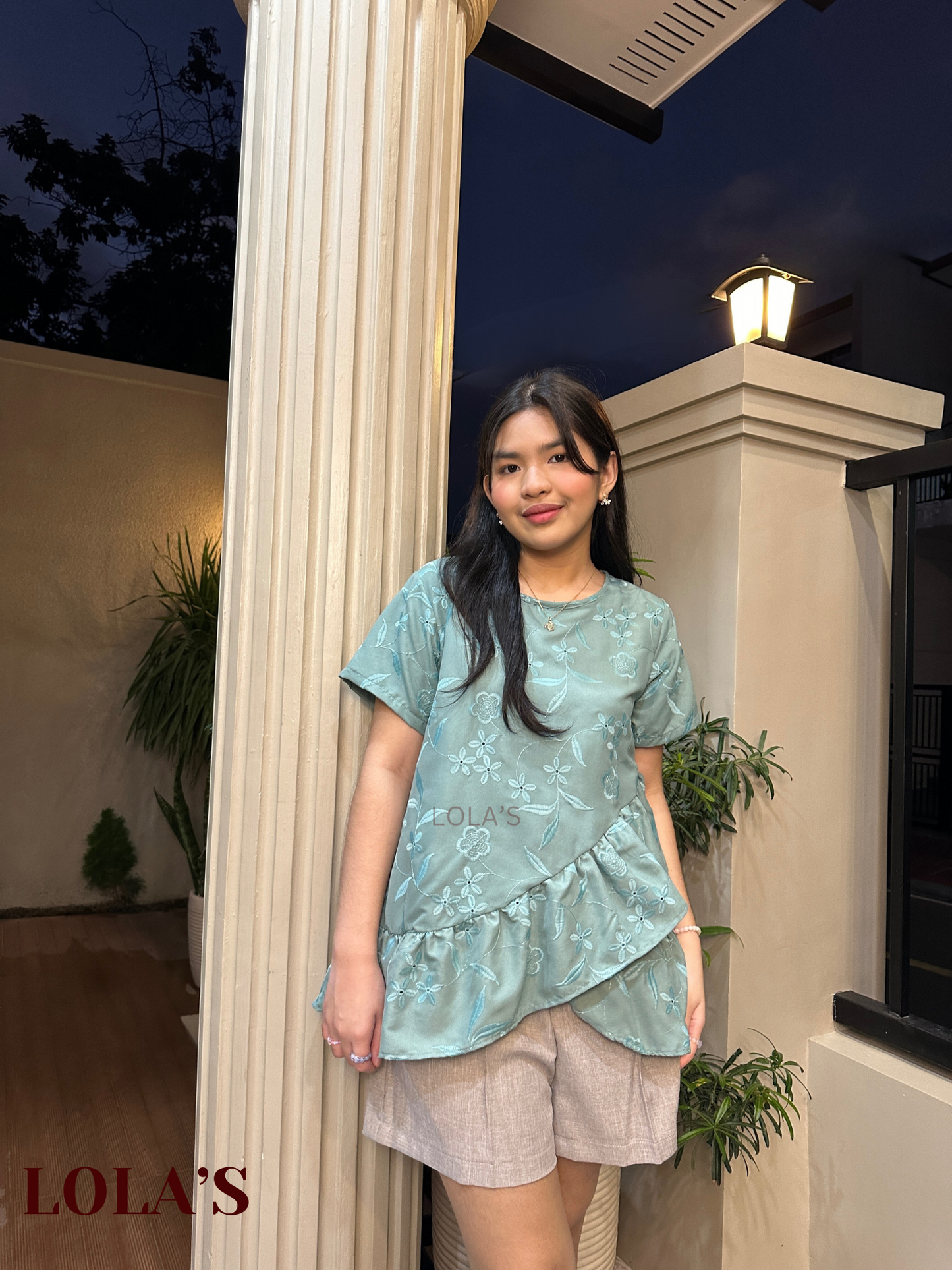 Tala Blouse (Teal Eyelet)