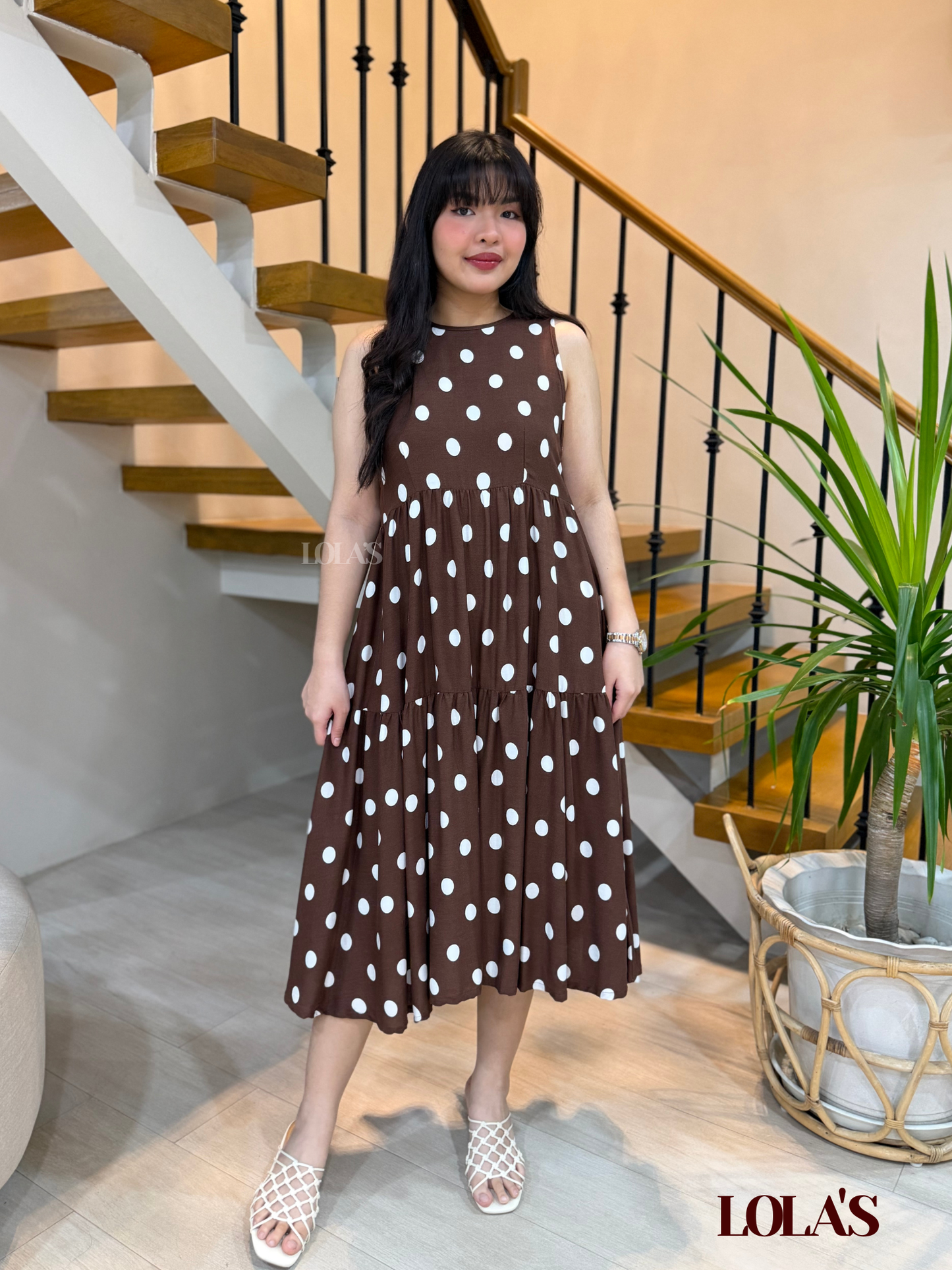 Miles Dress (Brown Polka)