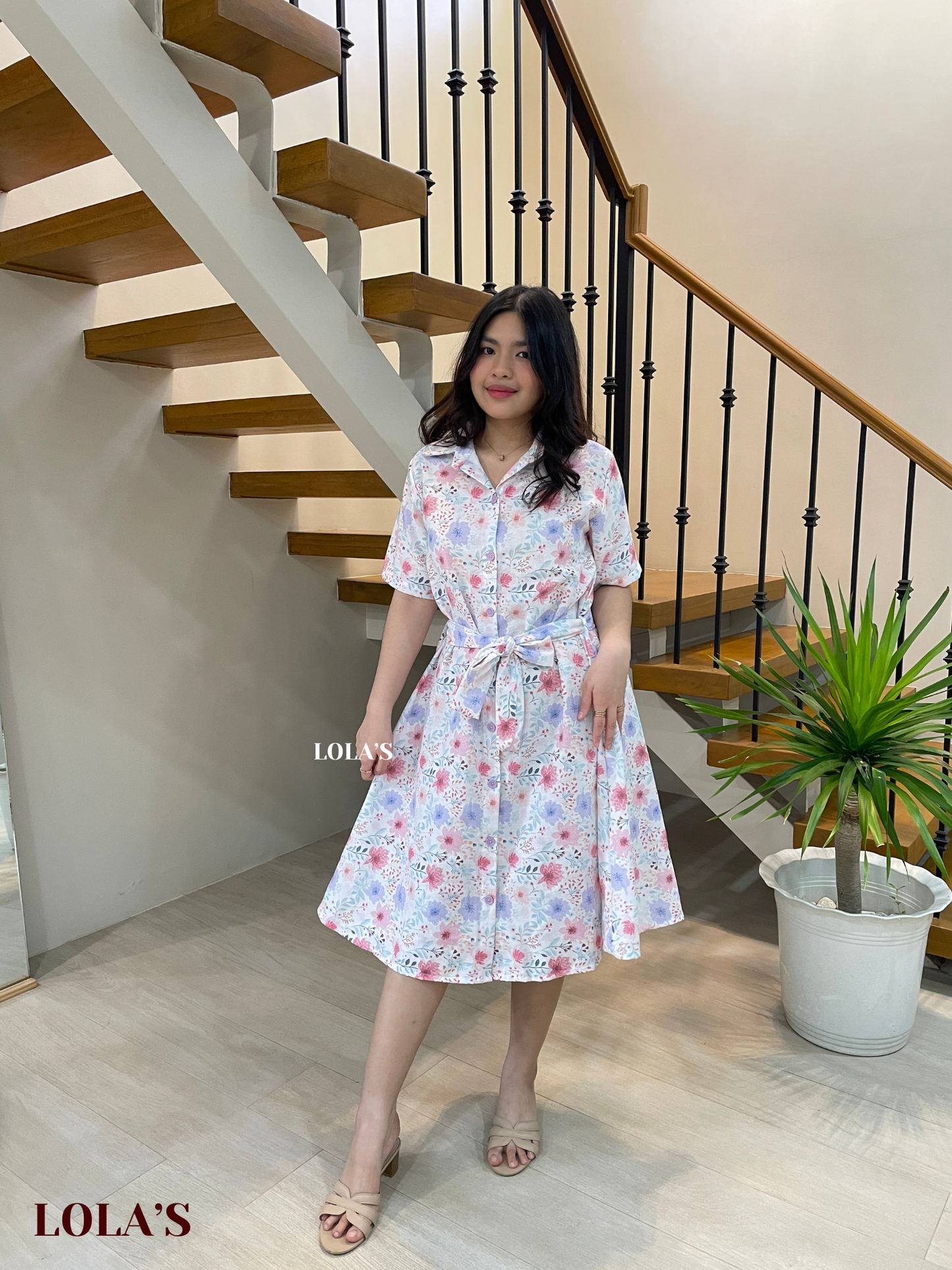 Alexa Polo Dress (Cool Pink Blooms)
