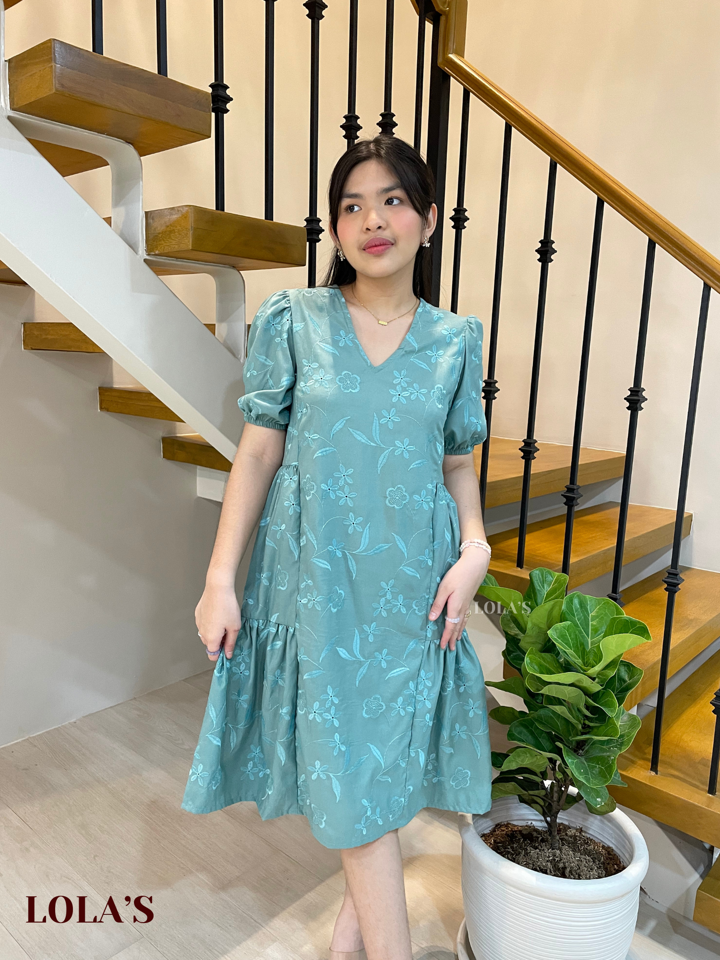 Samantha Dress (Teal Eyelet)