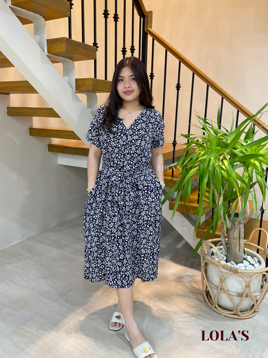 Tracy Dress (Navy Blue Florals)