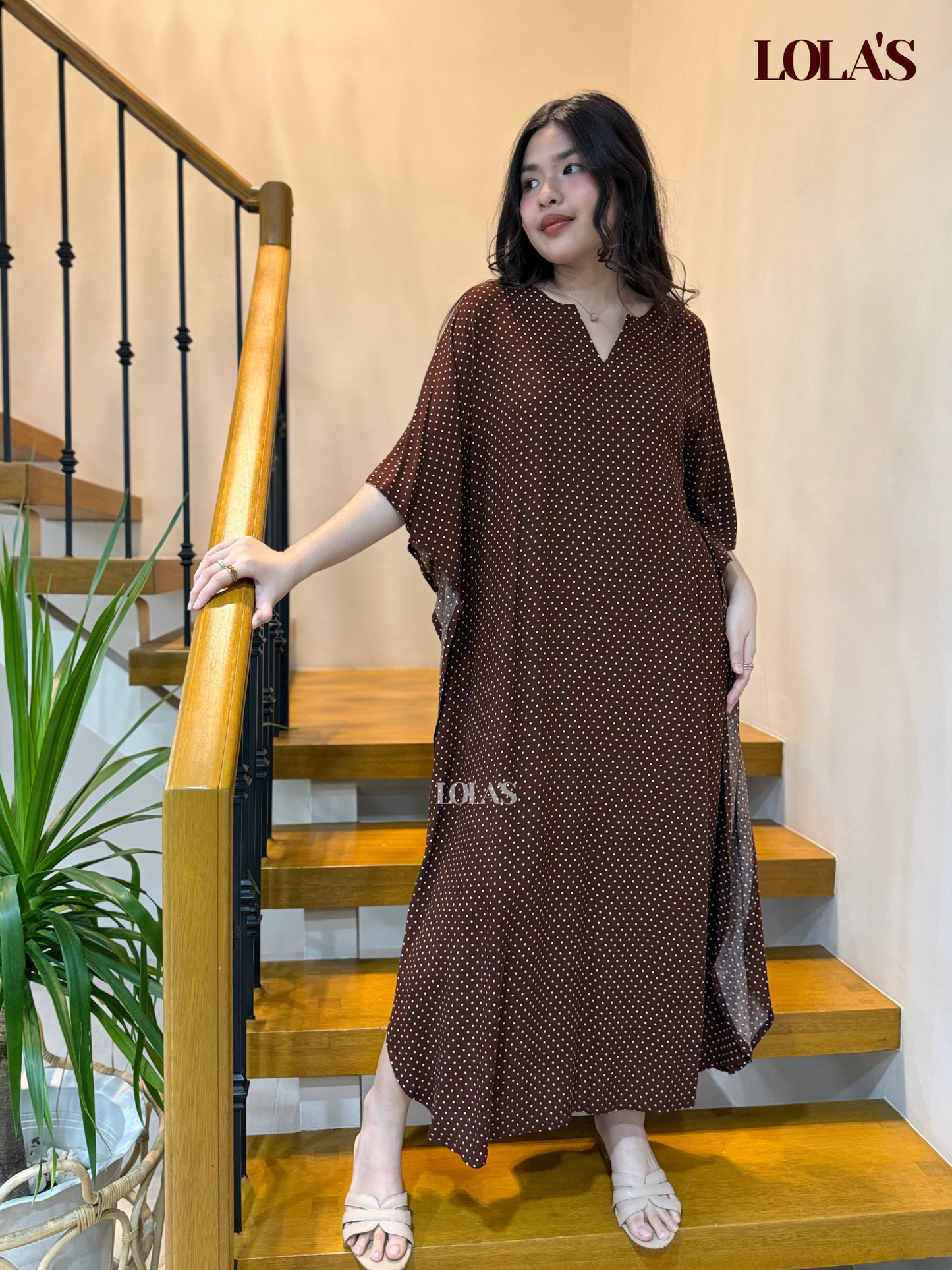Donya Dress (Brown Polka)