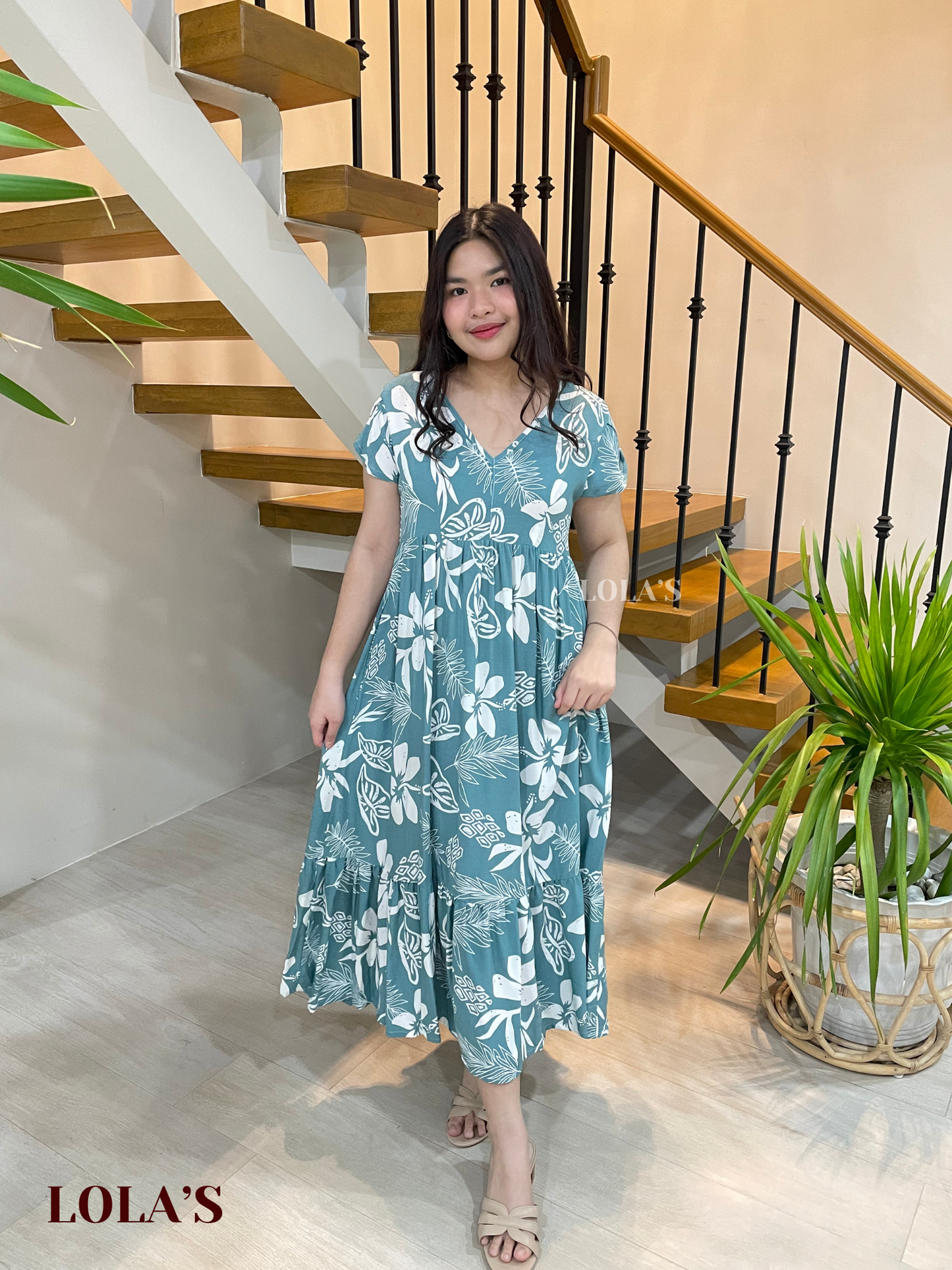 Jane Dress (Floral Aqua)