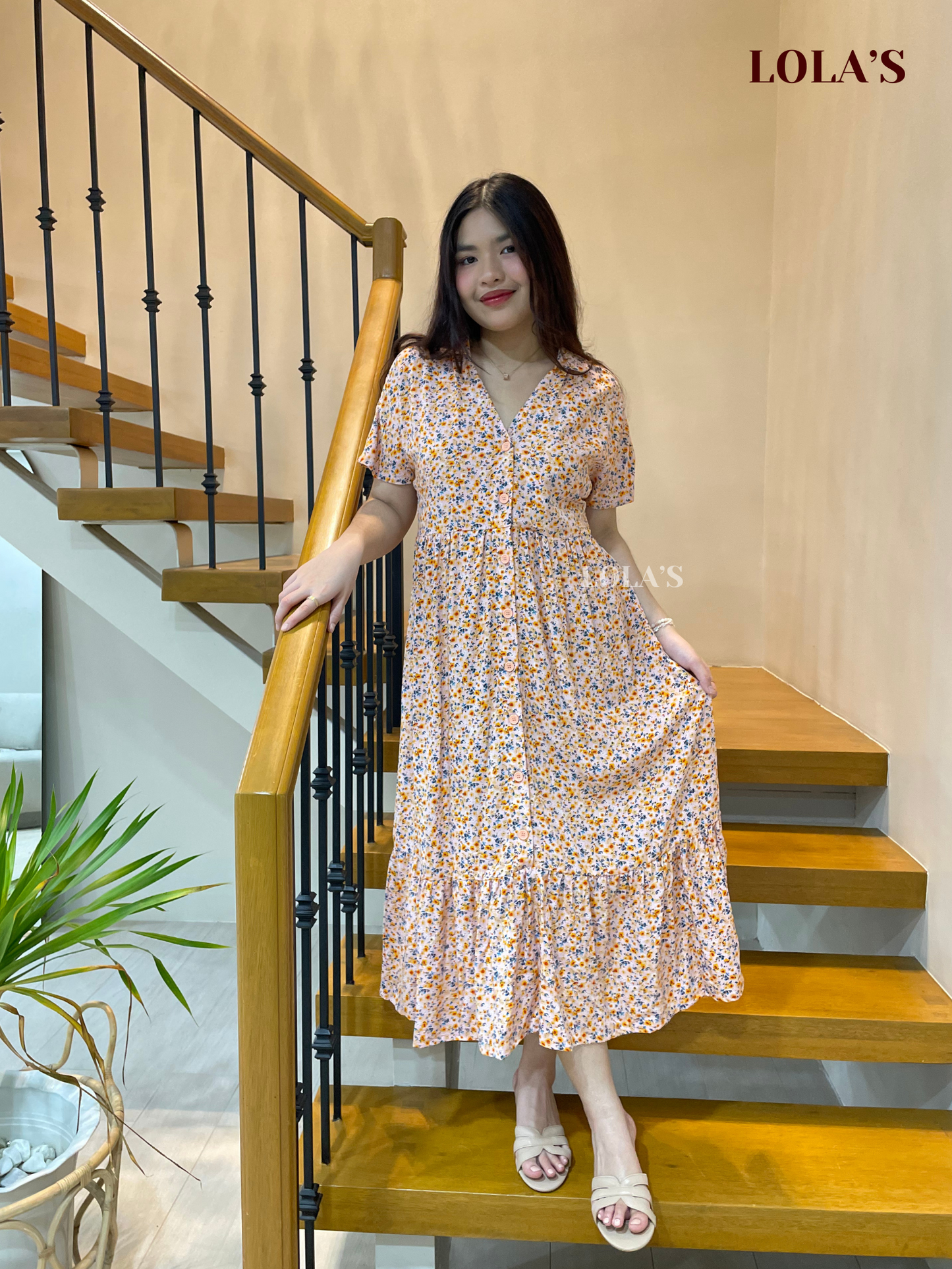 Regine Dress (Floral Peach)