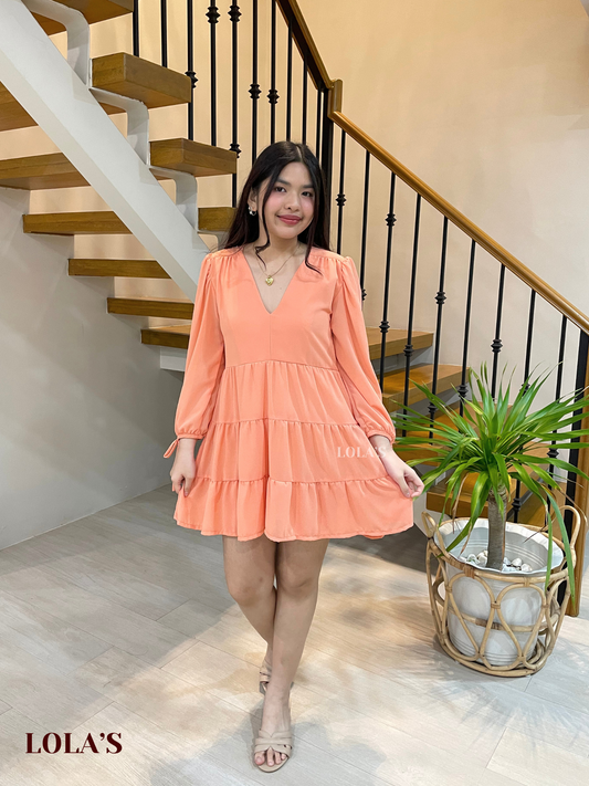 Monina Dress (Salmon Orange)