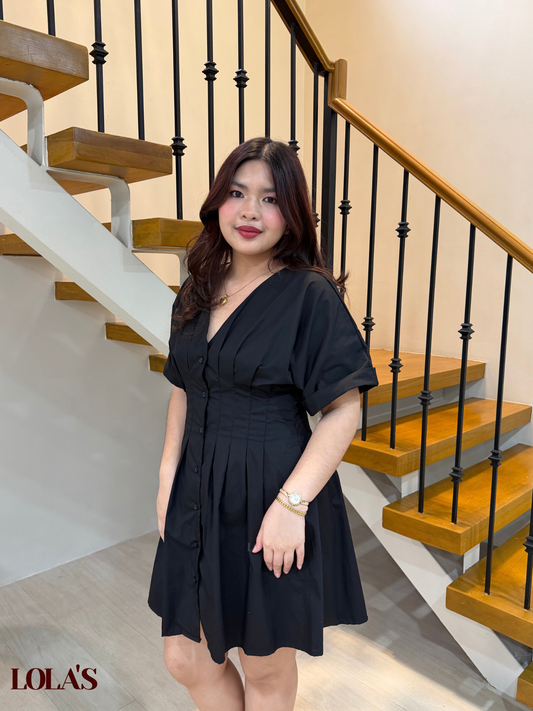 Felicia Dress (Black Poplin)