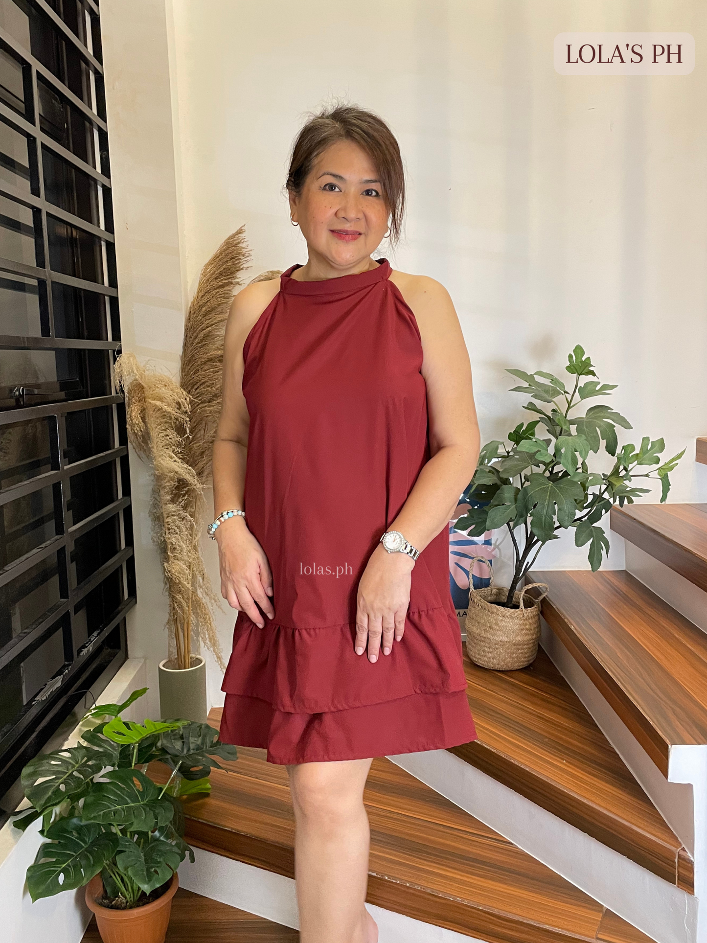 Glenda Dress (Maroon)