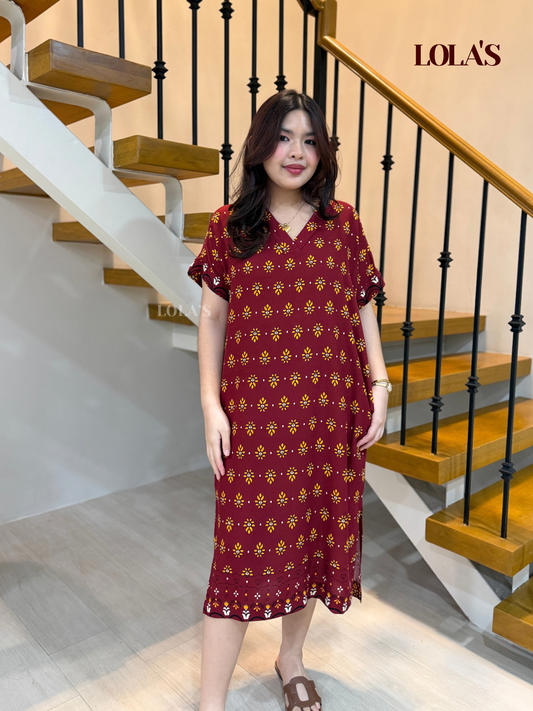Coco Dress (Maroon Lotus)