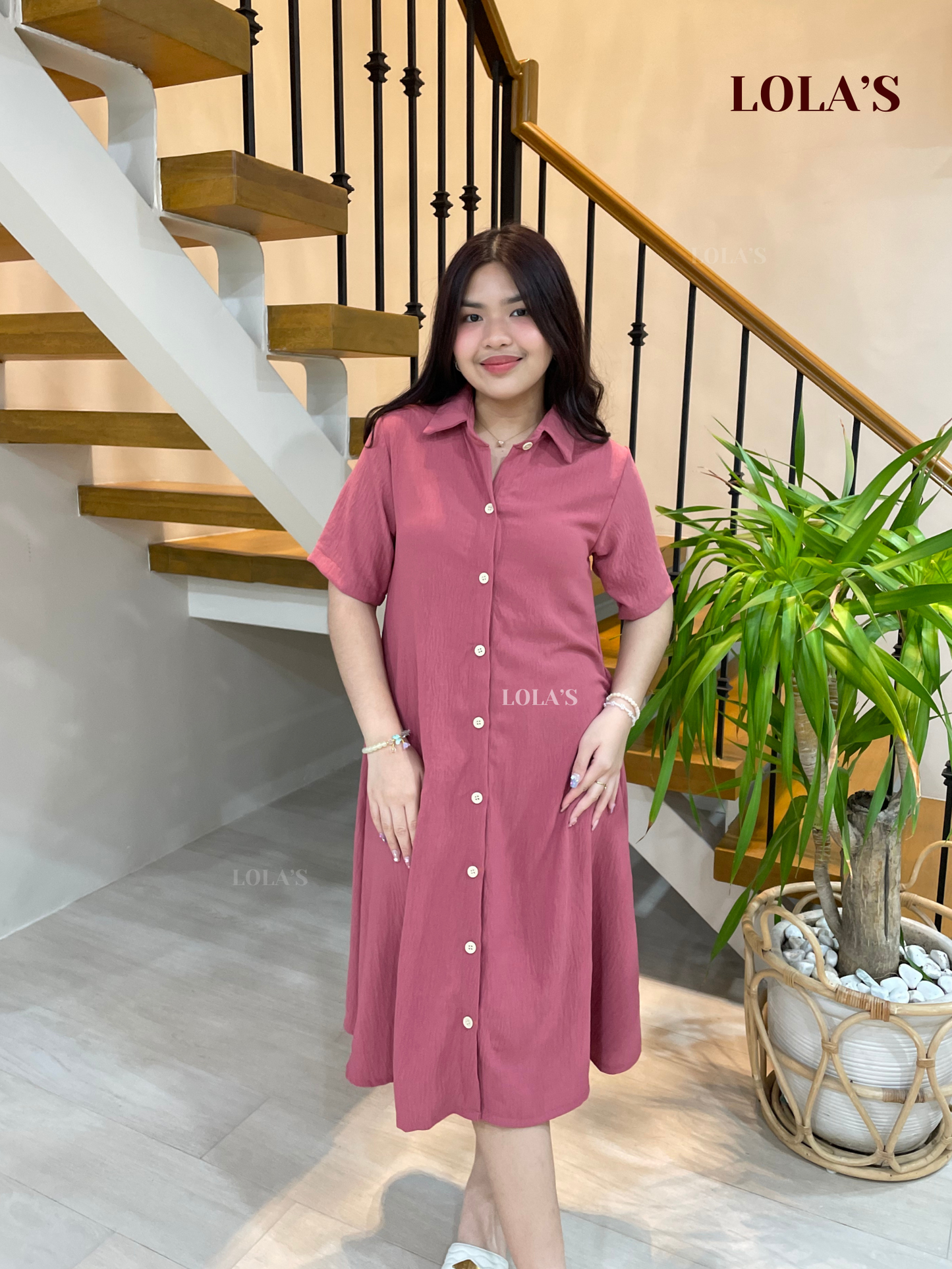 Alexa Polo Dress (Dark Pink)