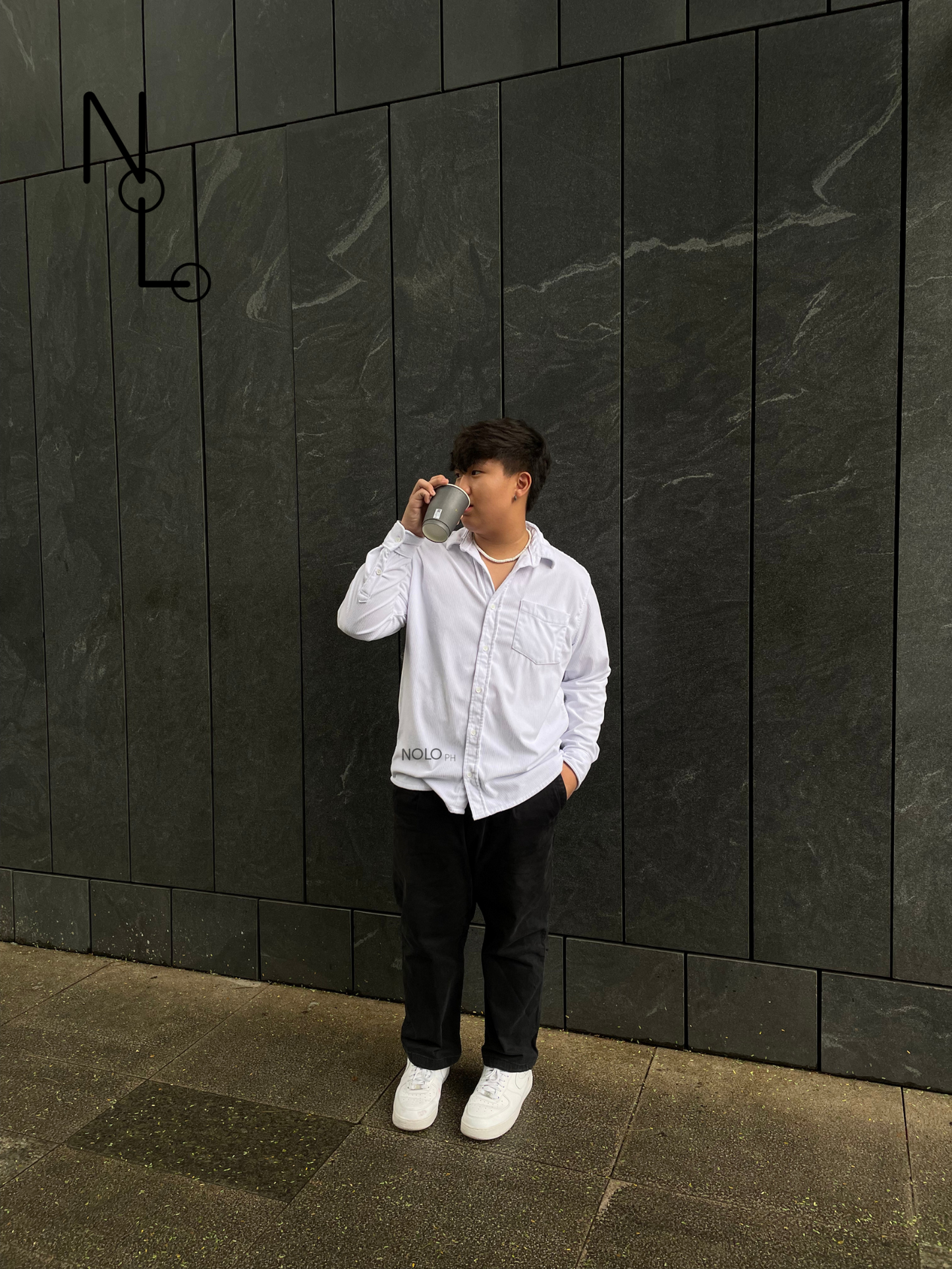 Nolo Corduroy Long Sleeves Polo (White)