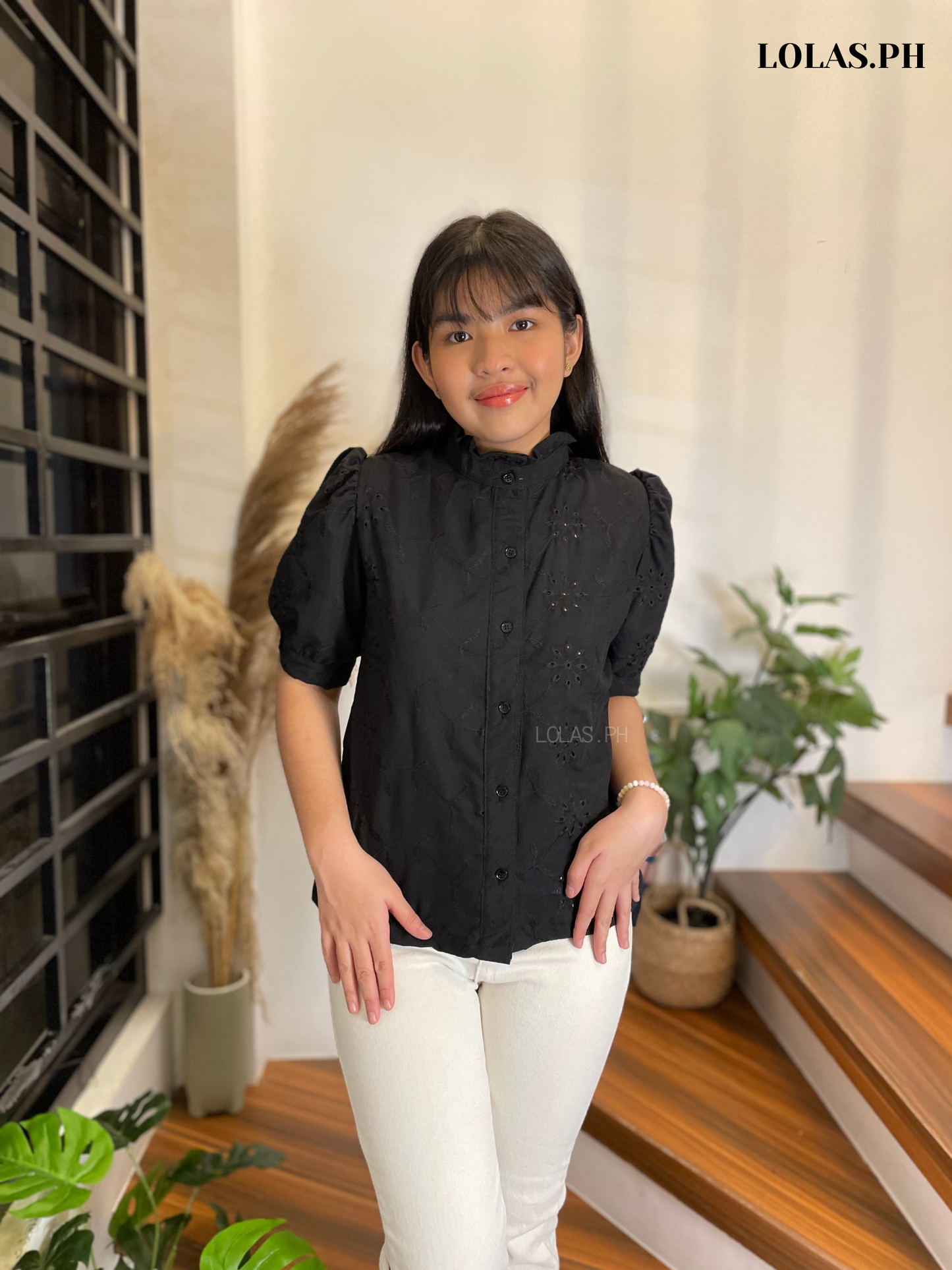 Guinevere Top (Black Floral Eyelet)