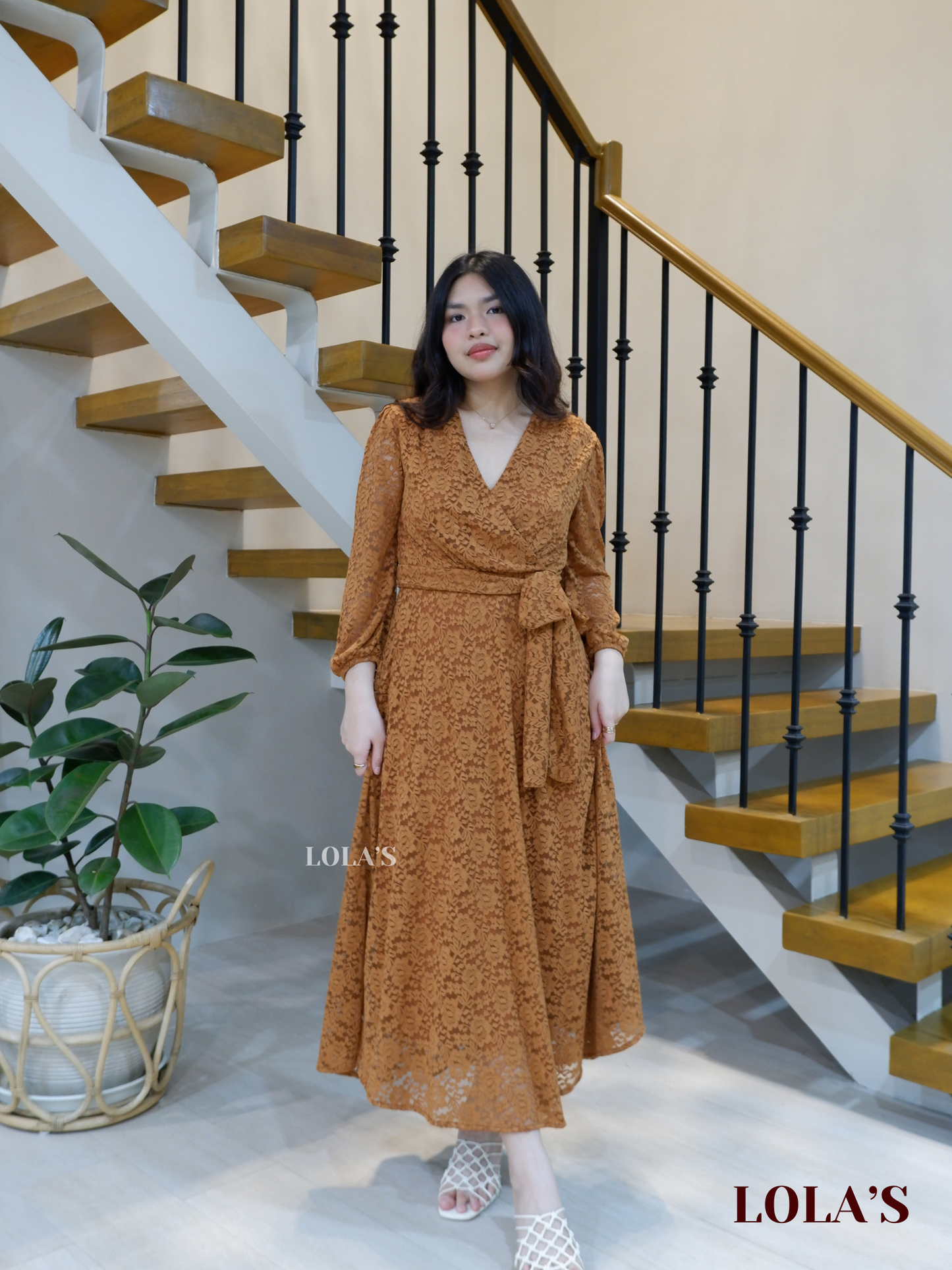 Paula Dress (Tan Lace)