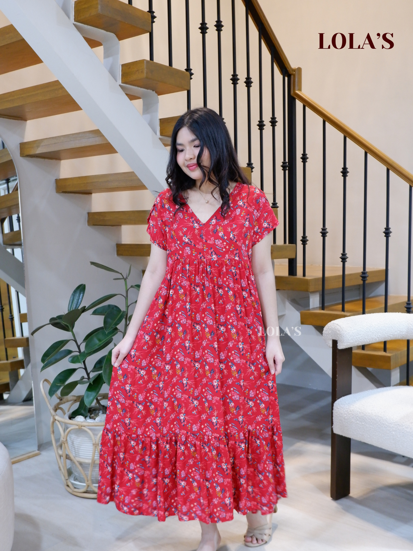 Jane Dress (Red Florals)