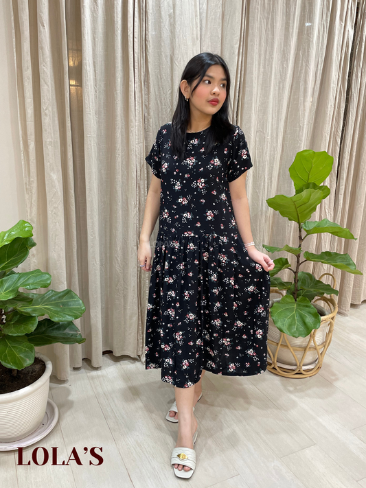 Mina Dress (Black Floral)