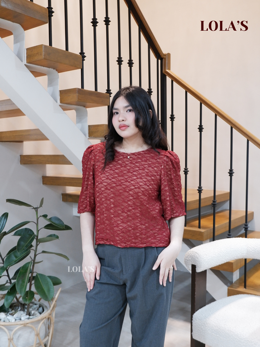 Vivian Top (Maroon Lace)