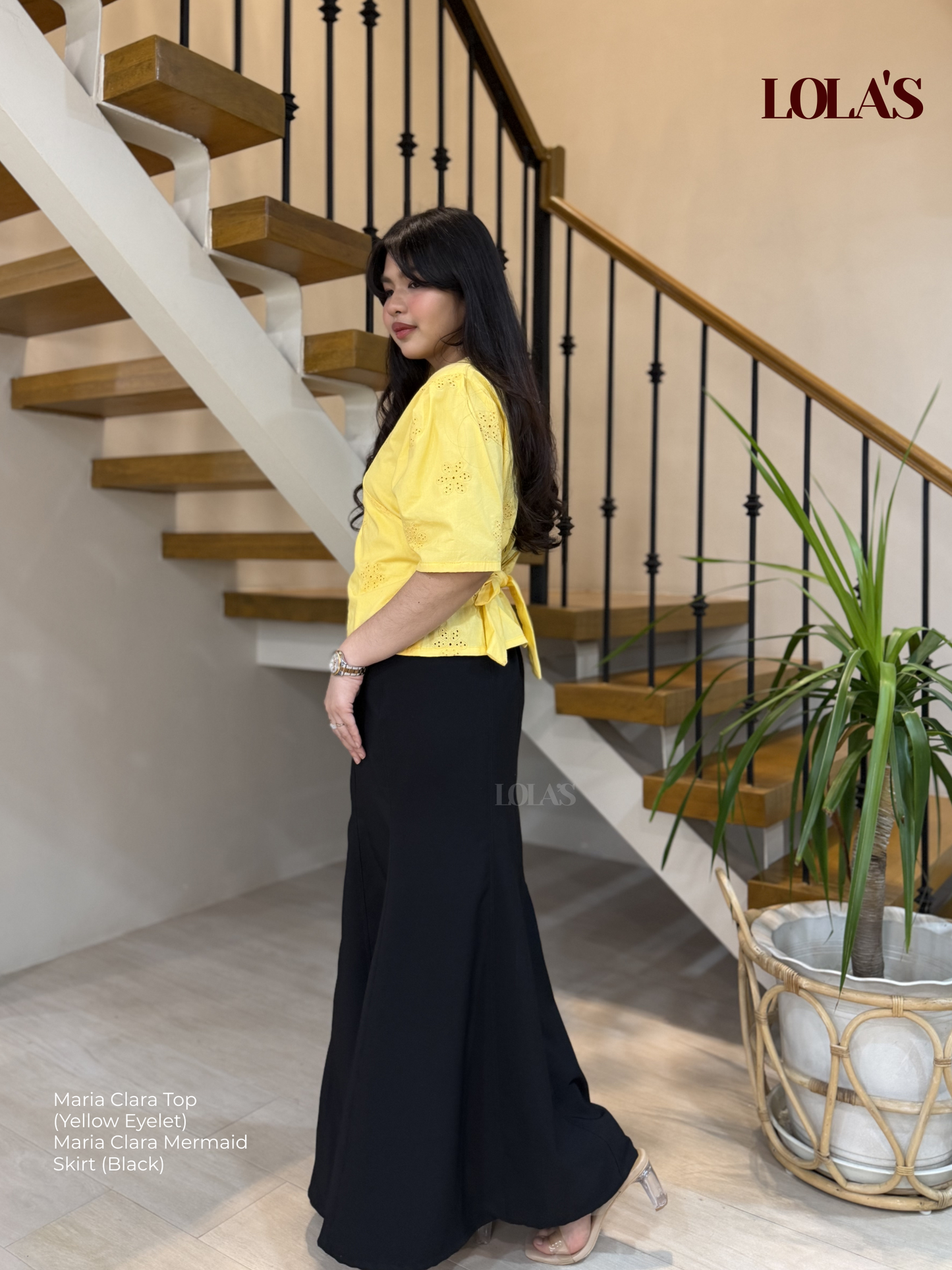 Maria Clara Top (Yellow Eyelet)