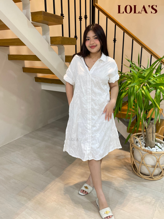 Kelsey Polo Dress (White Embroidered)