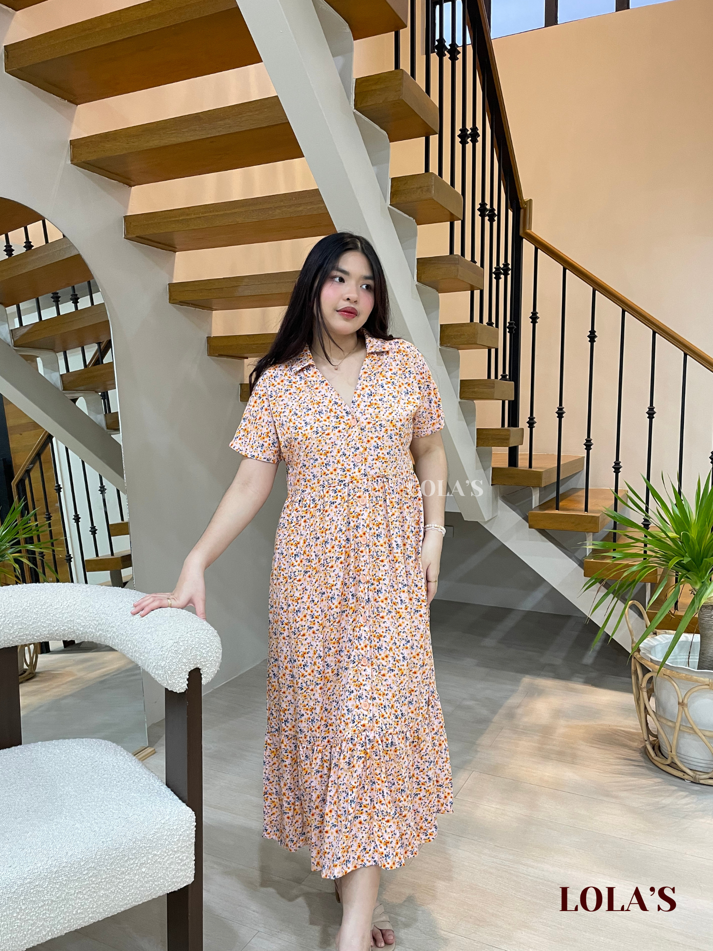 Regine Dress (Floral Peach)