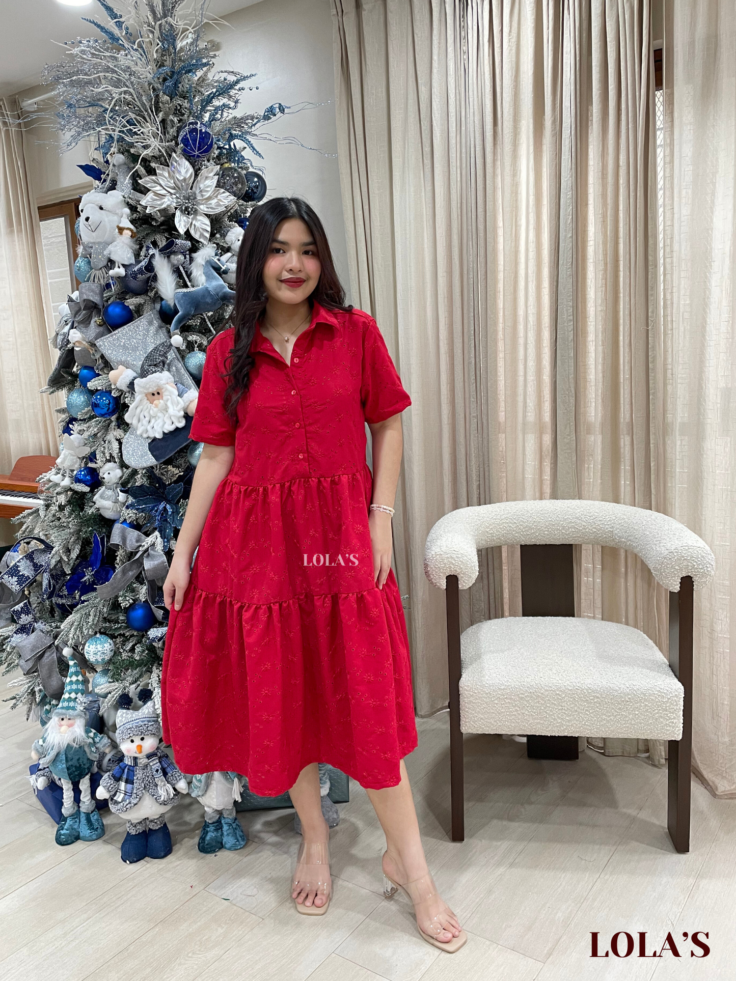 Emily Dress (Red Eyelet)