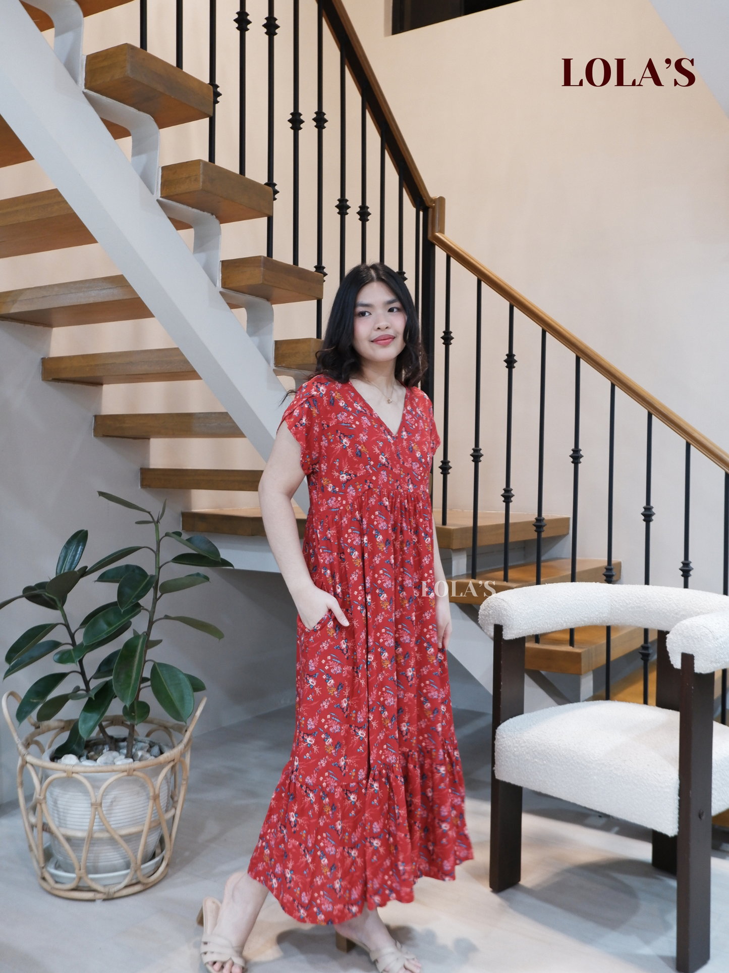 Jane Dress (Red Florals)
