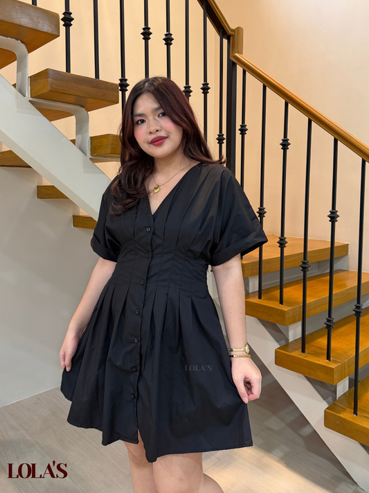 Felicia Dress (Black Poplin)