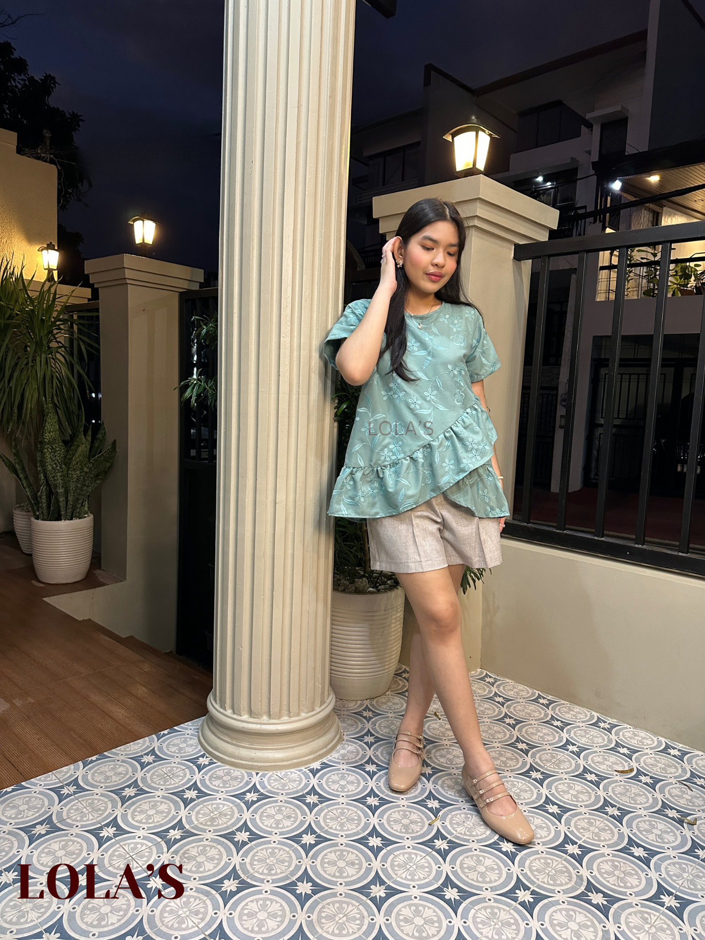 Tala Blouse (Teal Eyelet)