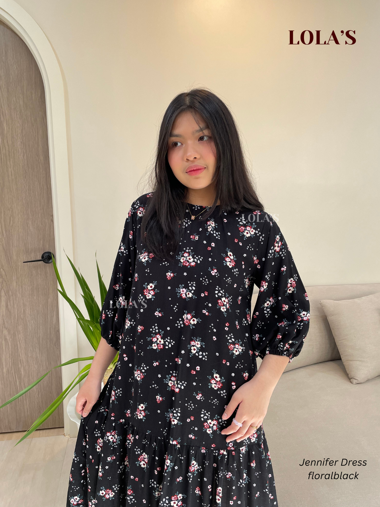 Jennifer Dress (Floral Black)