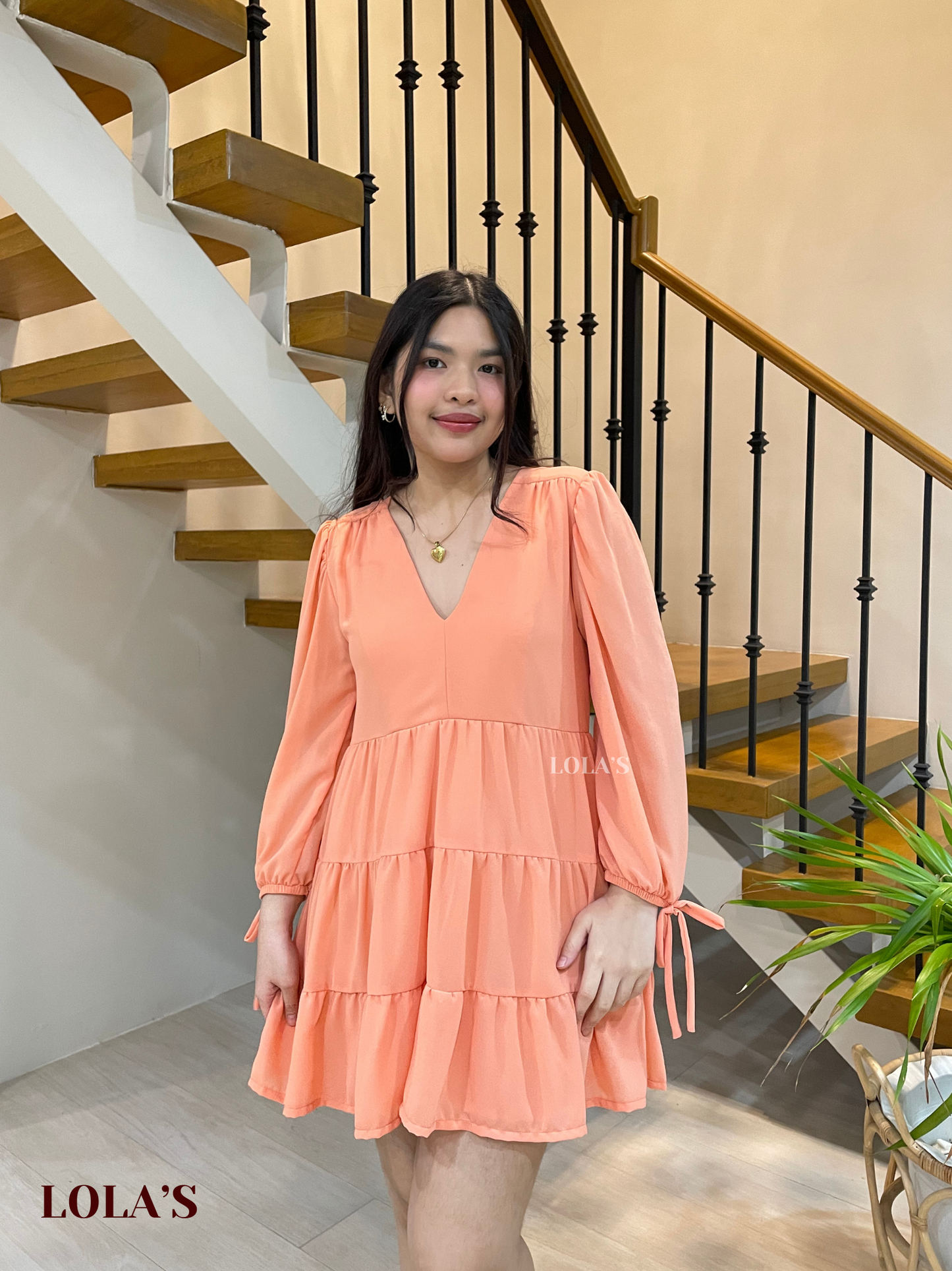 Monina Dress (Salmon Orange)