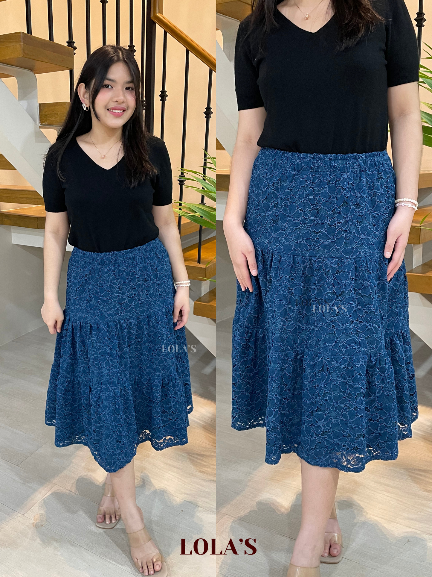 Penelope Skirt (Blue Green Lace)