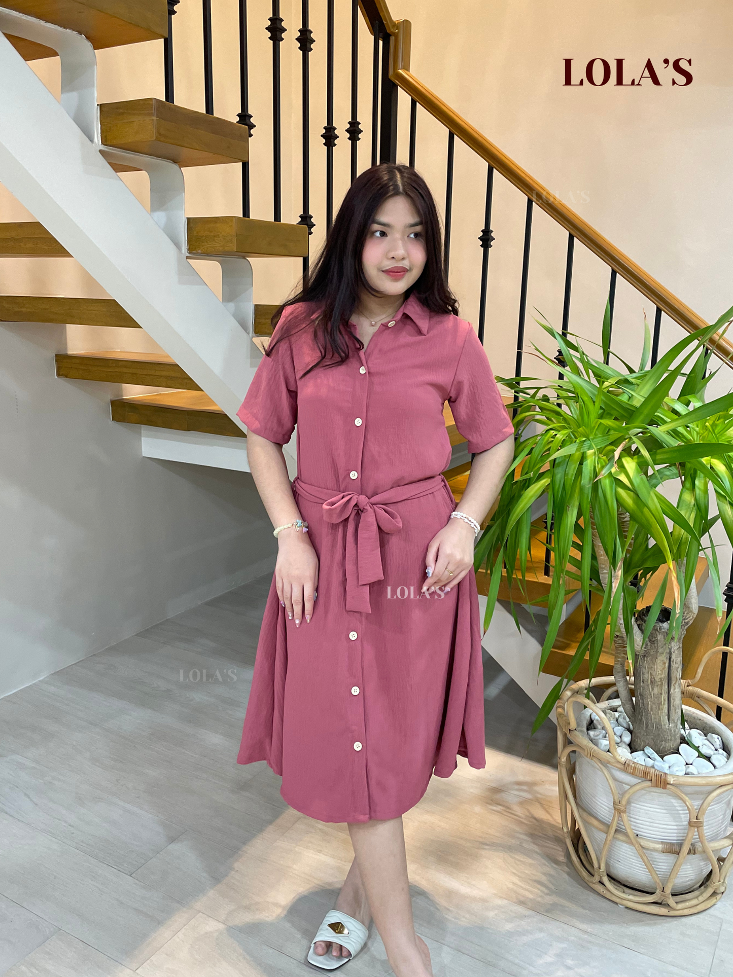 Alexa Polo Dress (Dark Pink)