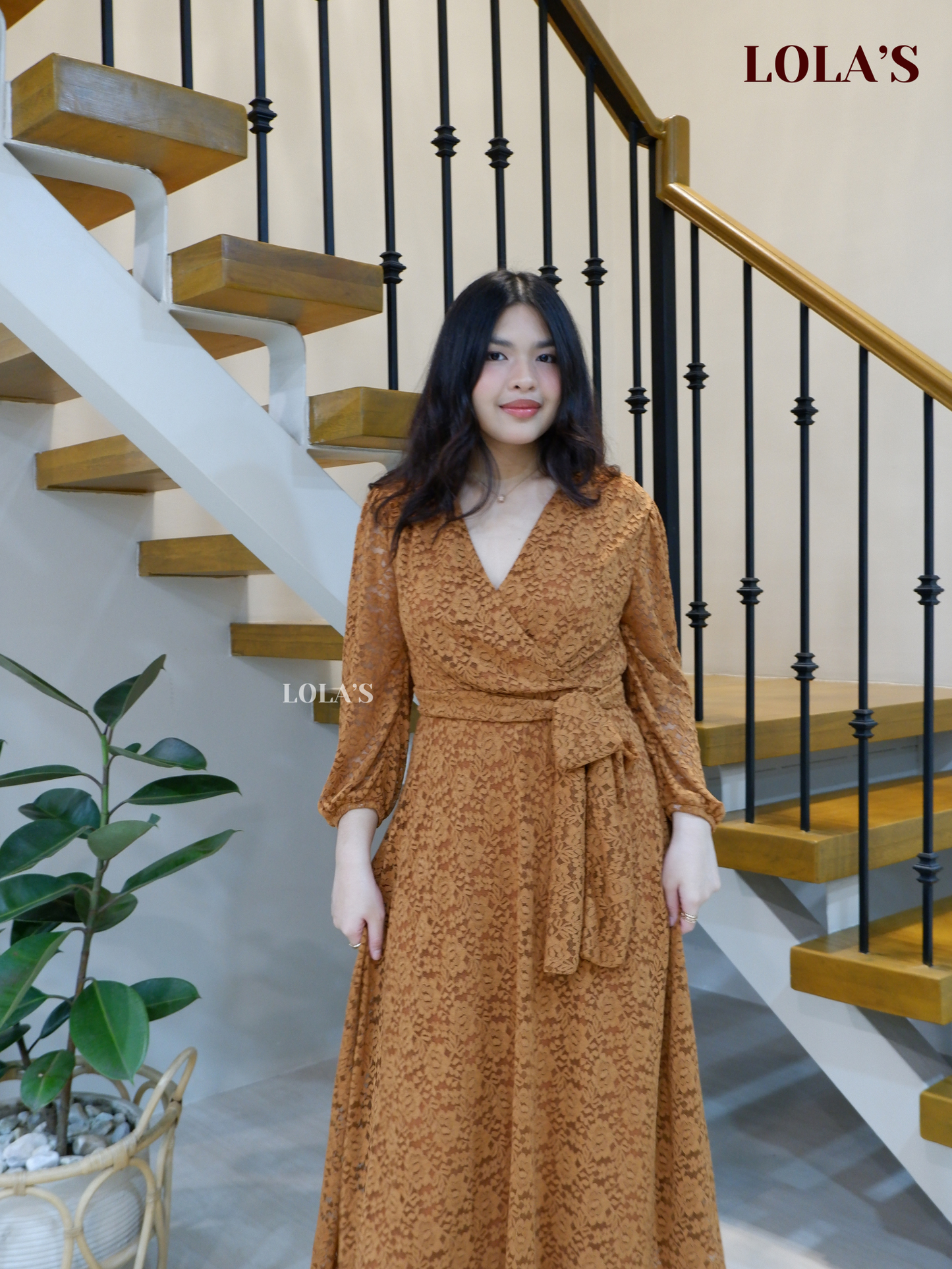 Paula Dress (Tan Lace)