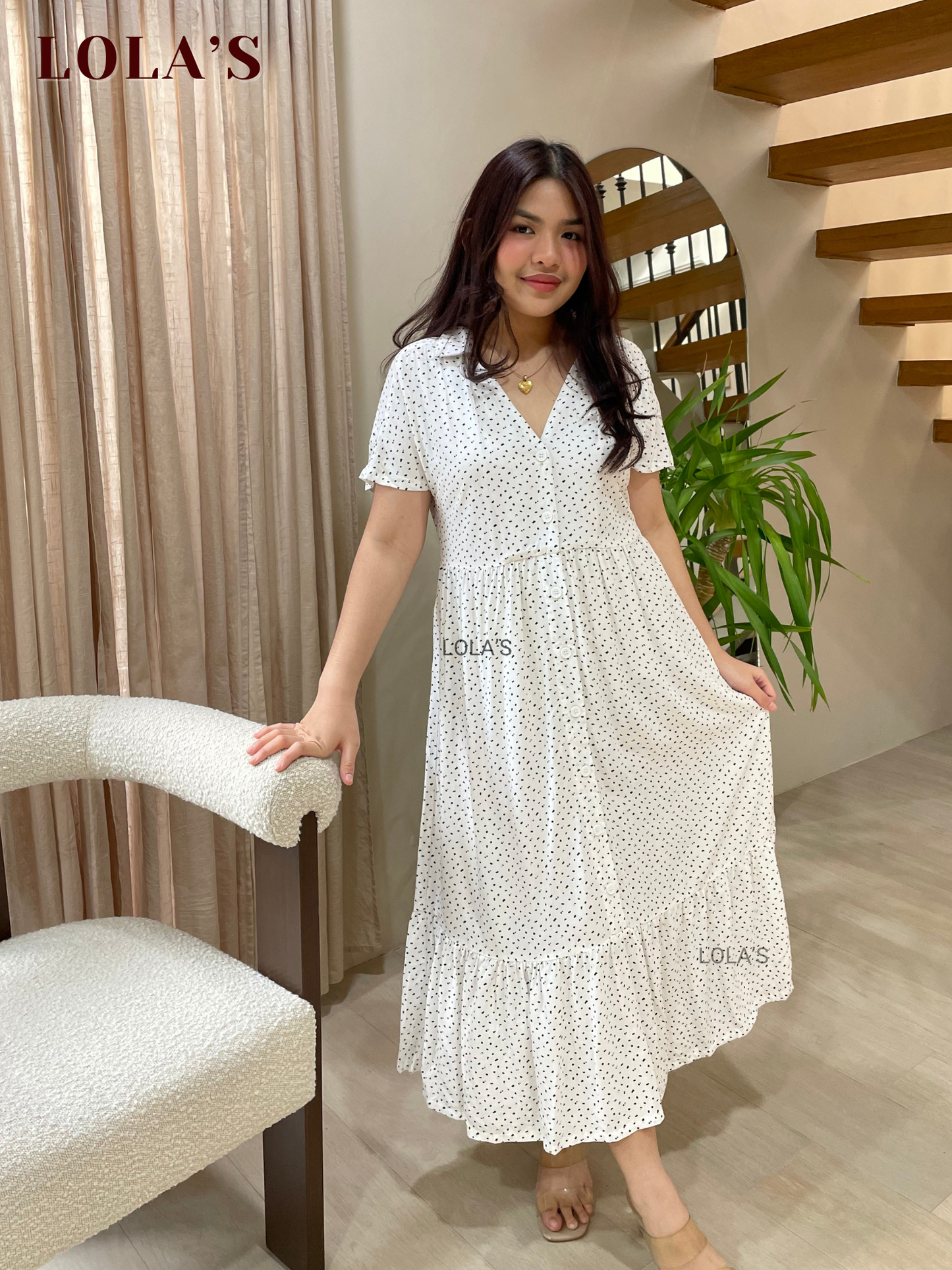 Regine Dress (Dotted White)