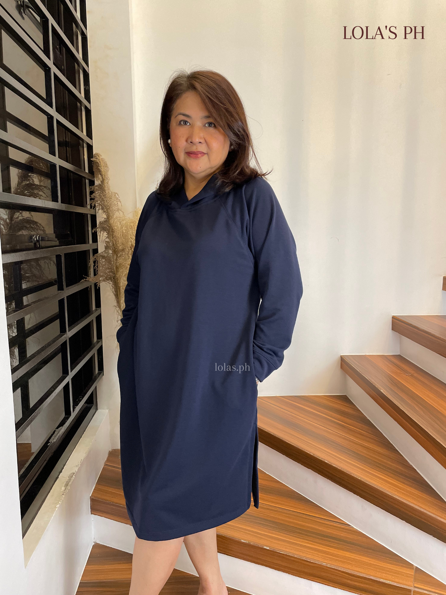 Hoodie Dress (Navy Blue)