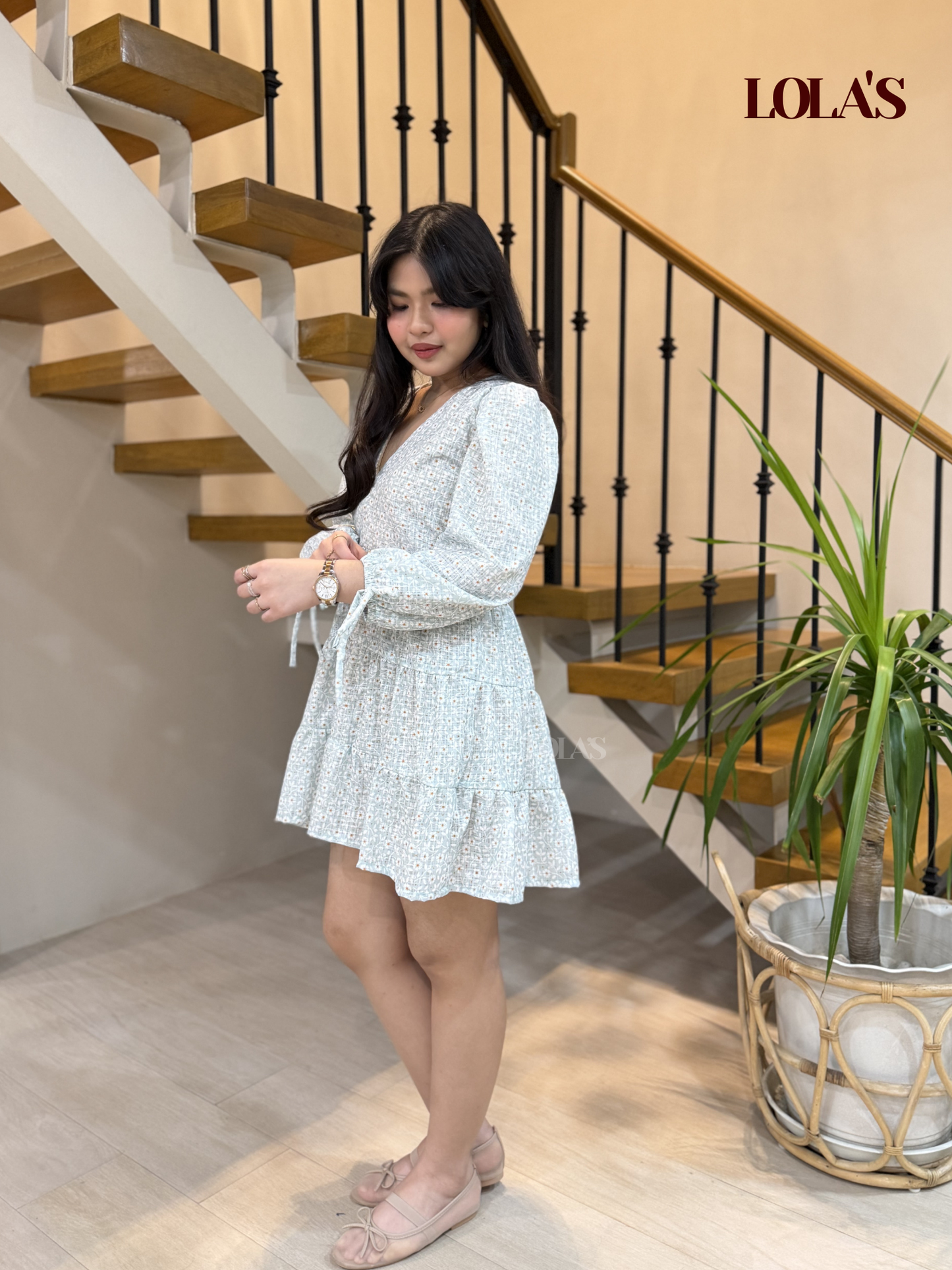 Monina Dress (Mint Daisies)