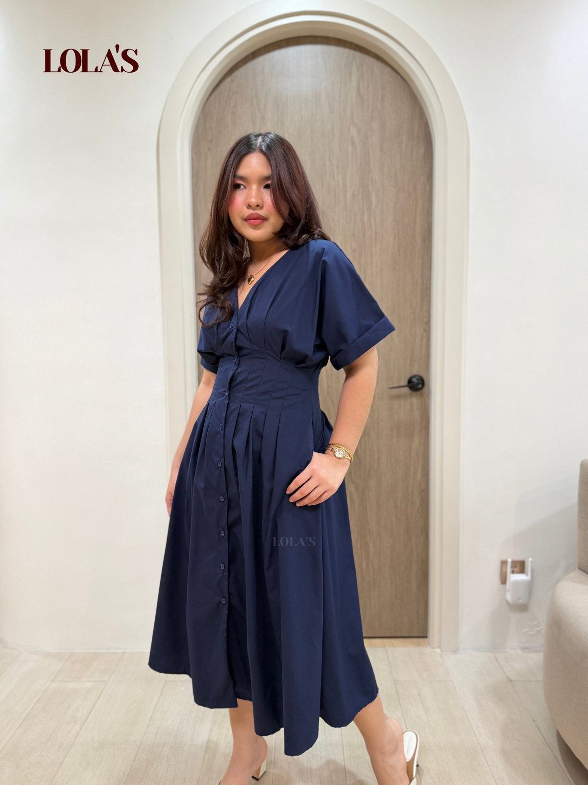 Frederica Dress (Navy Blue Poplin)