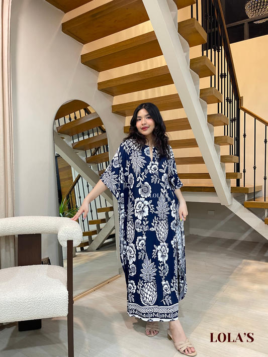 Donya Dress (Blue Tropical)