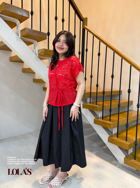 Crisanne Top (Fiery Rose Lace | Sheer | See-Through)