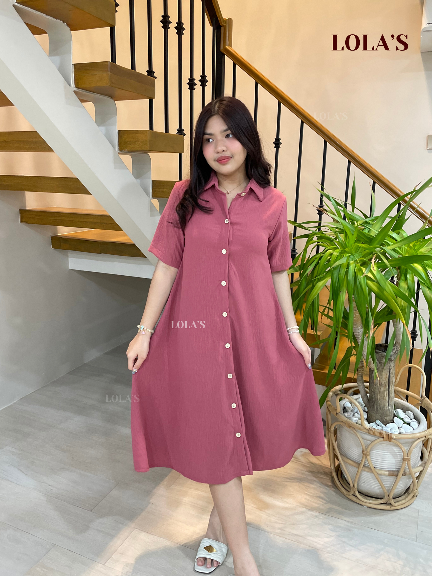 Alexa Polo Dress (Dark Pink)