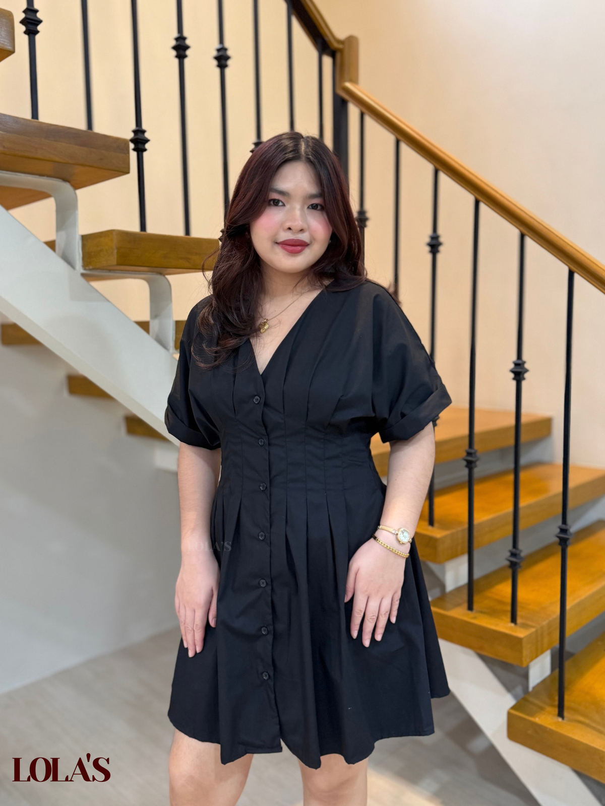 Felicia Dress (Black Poplin)