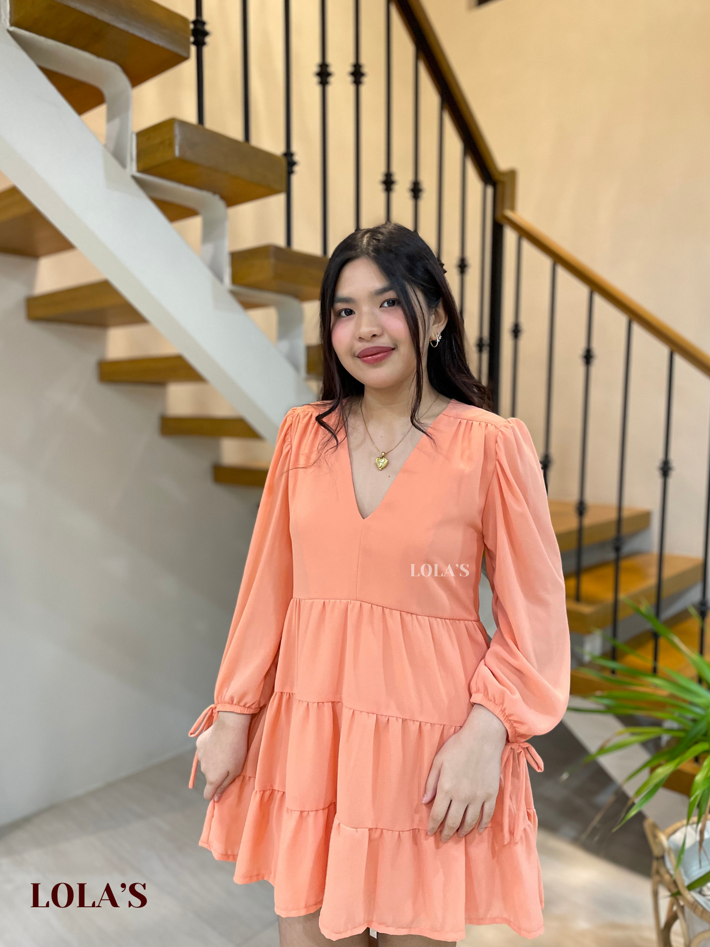 Monina Dress (Salmon Orange)