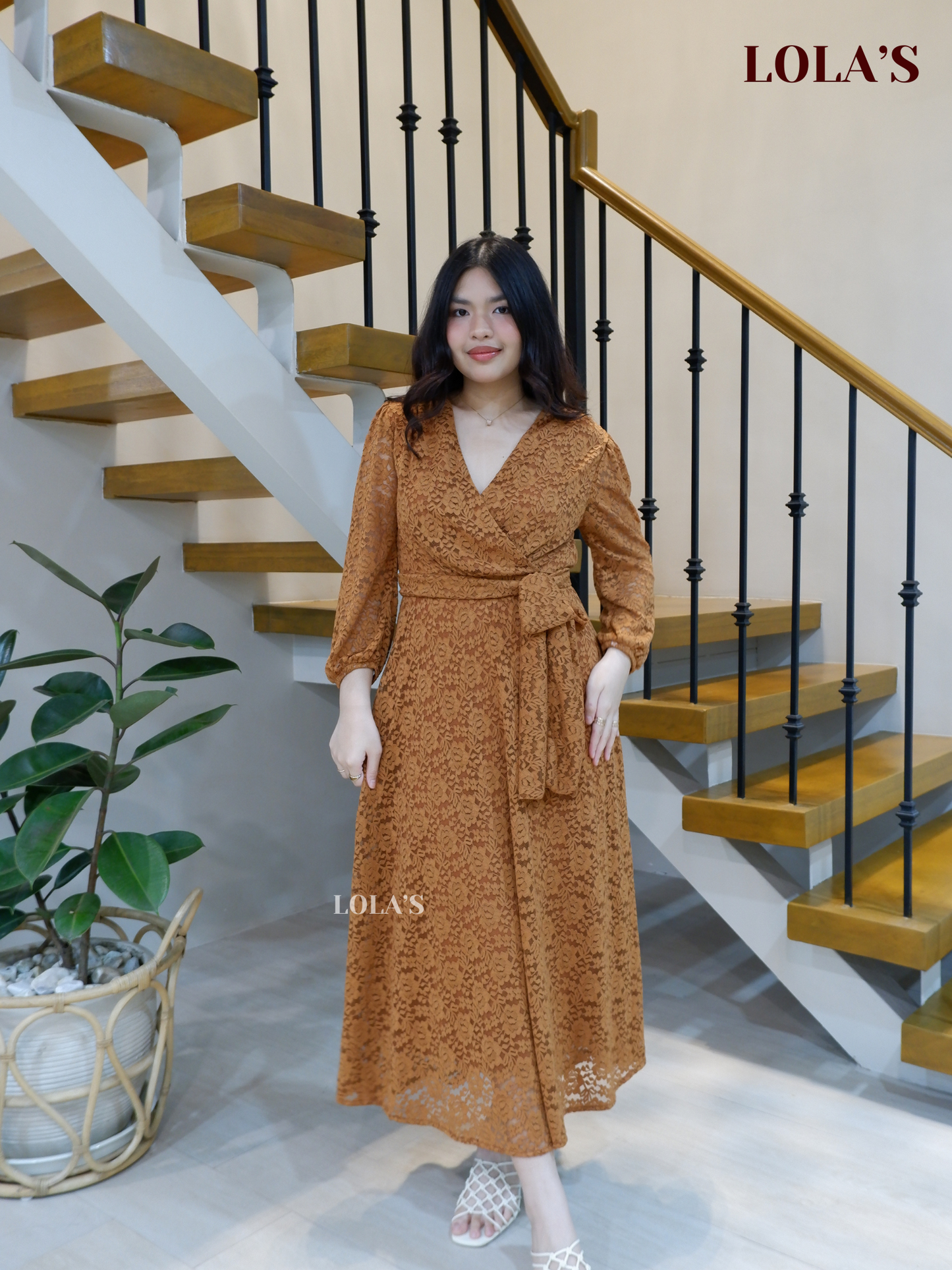 Paula Dress (Tan Lace)